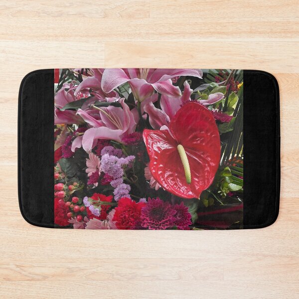 Item preview, Red Anthurium and Pink Lilies – Exotic Floral Arrangement Photography designed and sold by pbchan.