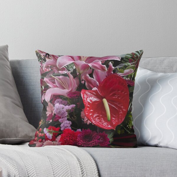 Item preview, Red Anthurium and Pink Lilies – Exotic Floral Arrangement Photography designed and sold by pbchan.