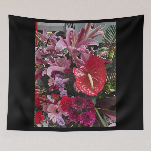 Item preview, Red Anthurium and Pink Lilies – Exotic Floral Arrangement Photography designed and sold by pbchan.