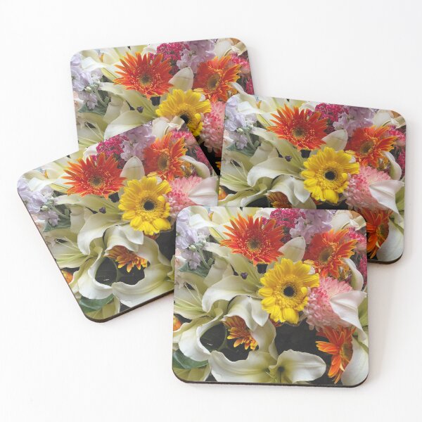 Item preview, White Lilies and Yellow and Orange Daisies – Bright Floral Arrangement Photography designed and sold by pbchan.