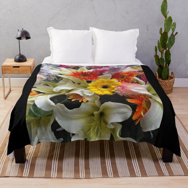 Item preview, White Lilies and Yellow and Orange Daisies – Bright Floral Arrangement Photography designed and sold by pbchan.