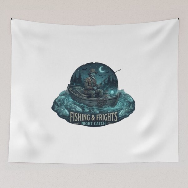 Item preview, Fishing & Frights Halloween Fishing Club – Skull Fisherman Halloween Design designed and sold by NoFishToday.