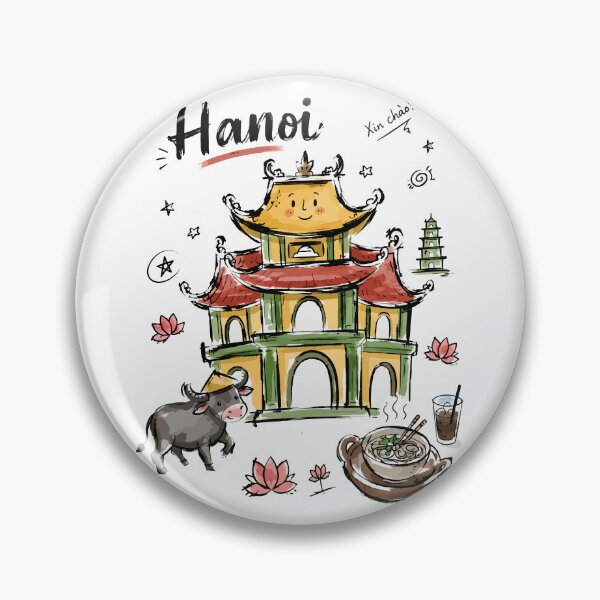 Item preview, Cute Hanoi Pagoda Vietnam Doodle Art v2 designed and sold by RamyGallery.
