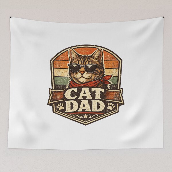 Item preview, Personalized Cat Dad Vintage Badge designed and sold by teemix.