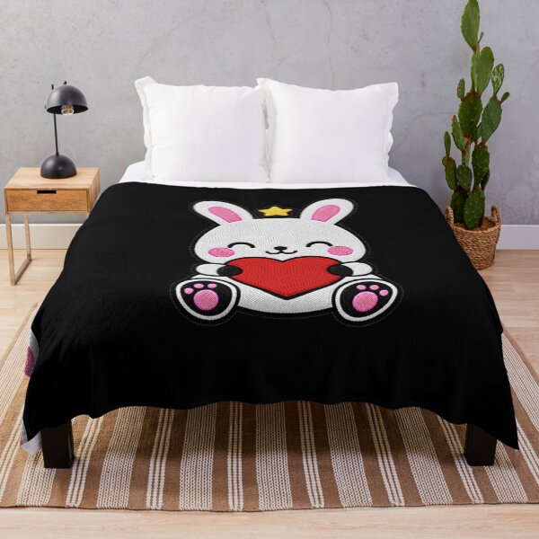 Item preview, Cute Bunny Holding Red Heart Kawaii Embroidery Patch designed and sold by ColorSplash123.