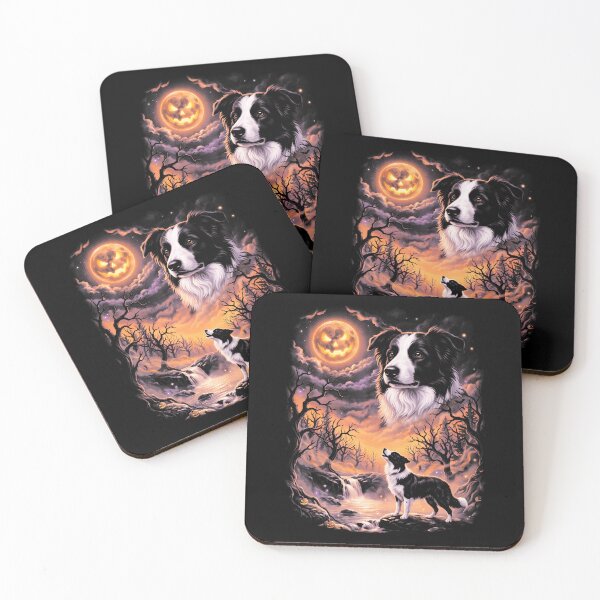 Item preview, Spooky Border Collie Howling At Moon Retro 90'S Halloween designed and sold by ripgoatclothing.