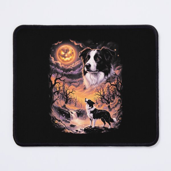 Item preview, Spooky Border Collie Howling At Moon Retro 90'S Halloween designed and sold by ripgoatclothing.