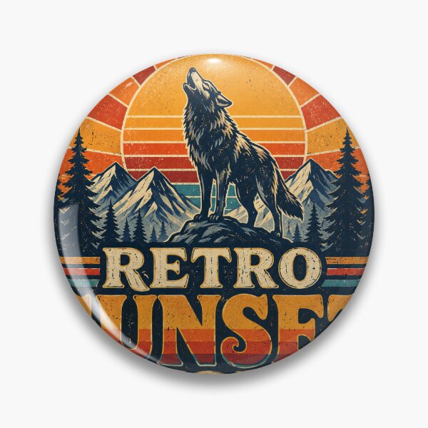 Item preview, Retro Sunset Wolf Vintage Wilderness Mountain Adventure Design designed and sold by RobertArt08.