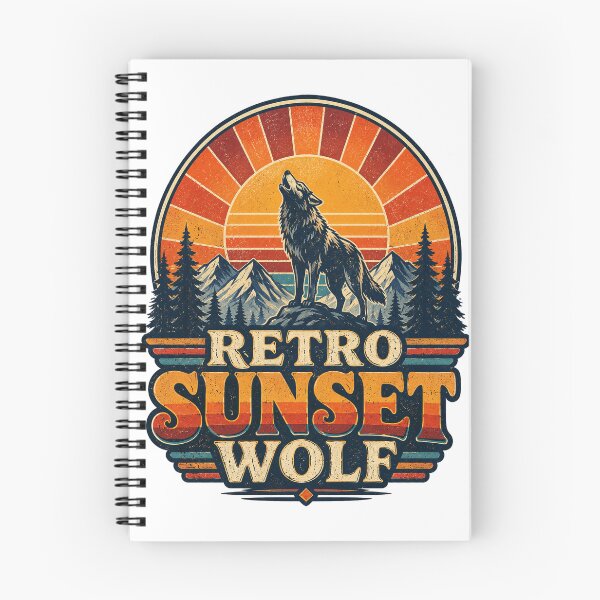 Item preview, Retro Sunset Wolf Vintage Wilderness Mountain Adventure Design designed and sold by RobertArt08.