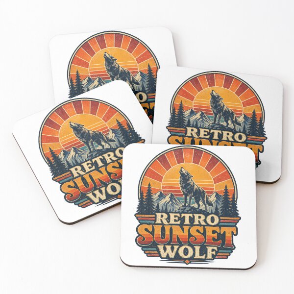 Item preview, Retro Sunset Wolf Vintage Wilderness Mountain Adventure Design designed and sold by RobertArt08.