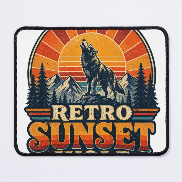 Item preview, Retro Sunset Wolf Vintage Wilderness Mountain Adventure Design designed and sold by RobertArt08.
