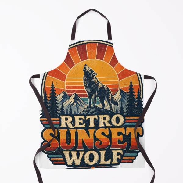 Item preview, Retro Sunset Wolf Vintage Wilderness Mountain Adventure Design designed and sold by RobertArt08.