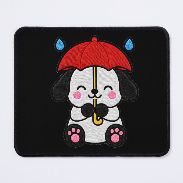 Item preview, Cute Puppy Holding Red Umbrella Kawaii Embroidery Patch designed and sold by ColorSplash123.