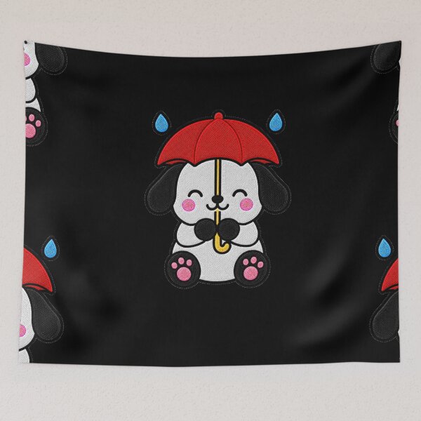 Item preview, Cute Puppy Holding Red Umbrella Kawaii Embroidery Patch designed and sold by ColorSplash123.