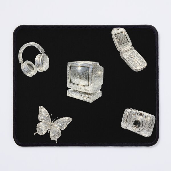 Item preview, Silver Disco Retro Tech Collage designed and sold by Moody Critters.