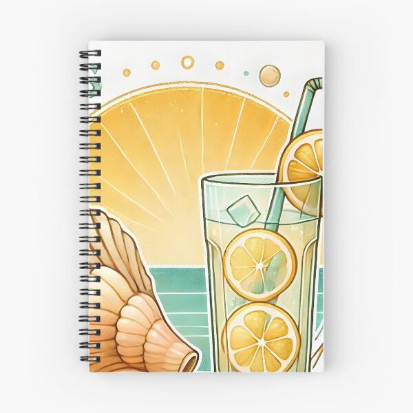 Item preview, Retro Summer Lemonade Art, Coastal Beach Illustration, Seashell and Citrus Wall Decor designed and sold by NarjaShop.
