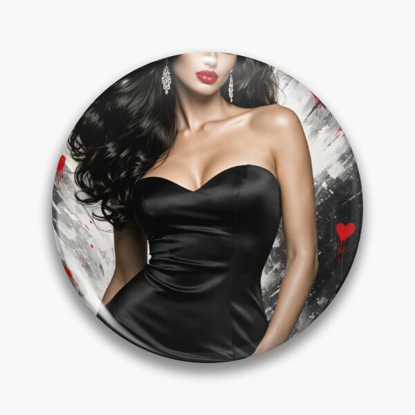 Item preview, Glamorous Woman in Black Dress with Red Lips – Luxury Fashion Portrait Art Print designed and sold by Kaleidoscope Print.