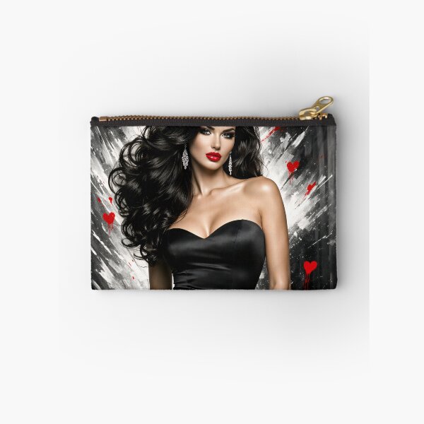 Item preview, Glamorous Woman in Black Dress with Red Lips – Luxury Fashion Portrait Art Print designed and sold by Kaleidoscope Print.