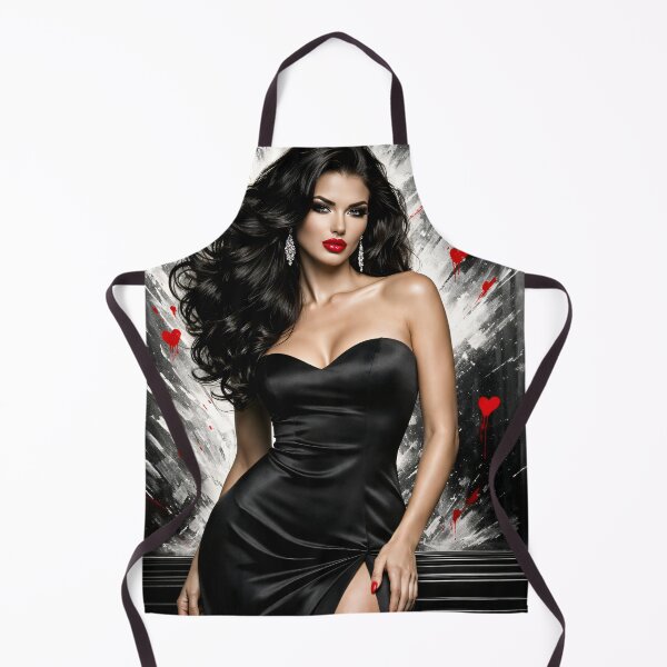 Item preview, Glamorous Woman in Black Dress with Red Lips – Luxury Fashion Portrait Art Print designed and sold by Kaleidoscope Print.