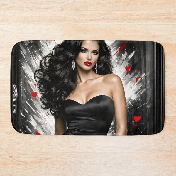 Item preview, Glamorous Woman in Black Dress with Red Lips – Luxury Fashion Portrait Art Print designed and sold by Kaleidoscope Print.