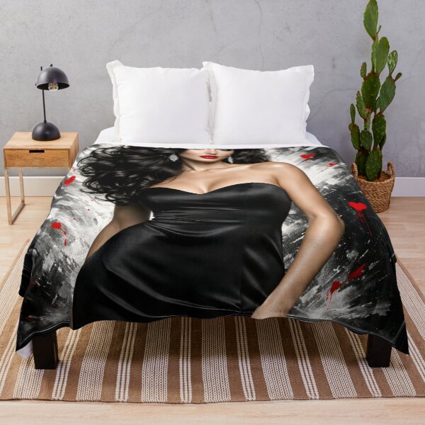Item preview, Glamorous Woman in Black Dress with Red Lips – Luxury Fashion Portrait Art Print designed and sold by Kaleidoscope Print.