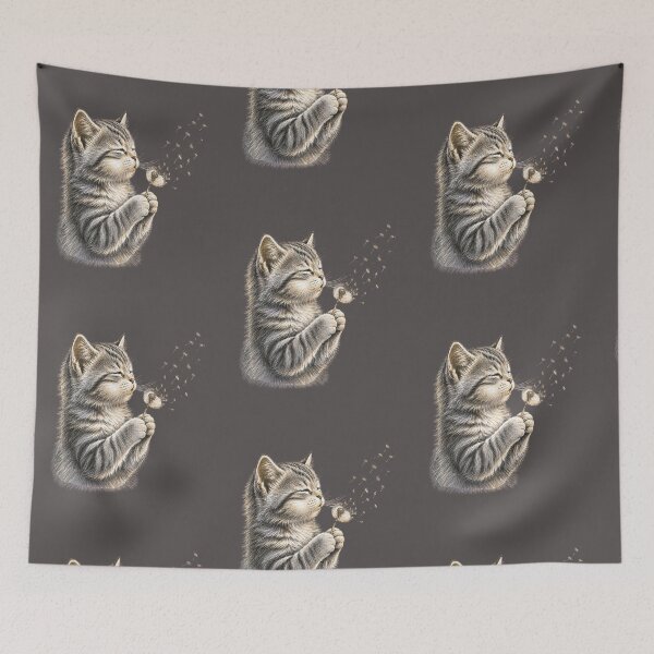 Item preview, Kitten Blowing Dandelion Wishes – Peaceful Cat T-Shirt designed and sold by NinaCreator.
