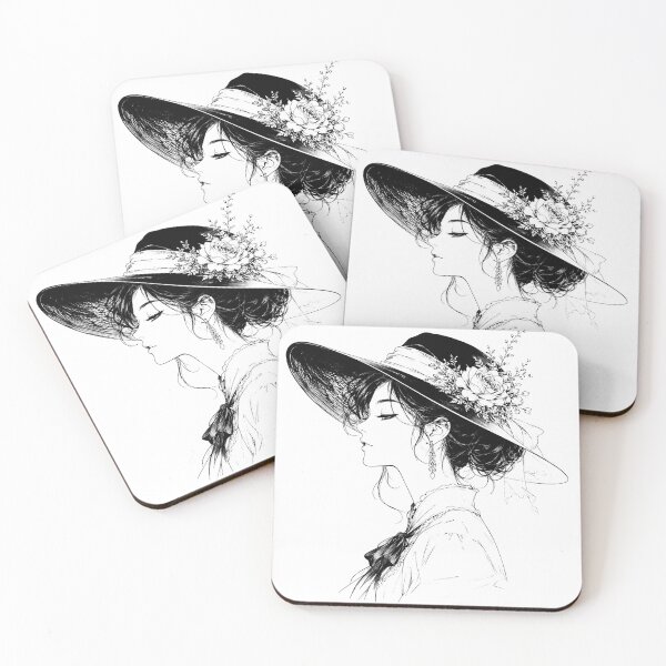 Item preview, Elegant Lady in Vintage Hat – Japanese Manga Fashion Portrait designed and sold by Cavalier-org.