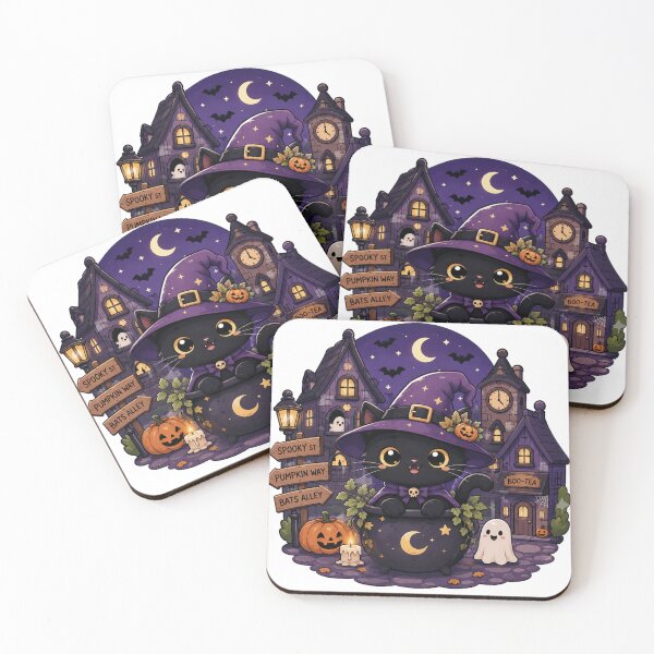 Item preview, Cute Black Cat Witch Halloween Kawaii Witch Cat In Cauldron Spooky Town designed and sold by Yellowriversss.