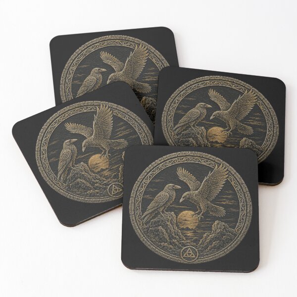 Item preview, Huginn and Muninn at the Golden Horizon – Norse Raven Medallion designed and sold by OblivionRise.