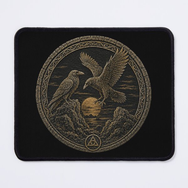 Item preview, Huginn and Muninn at the Golden Horizon – Norse Raven Medallion designed and sold by OblivionRise.