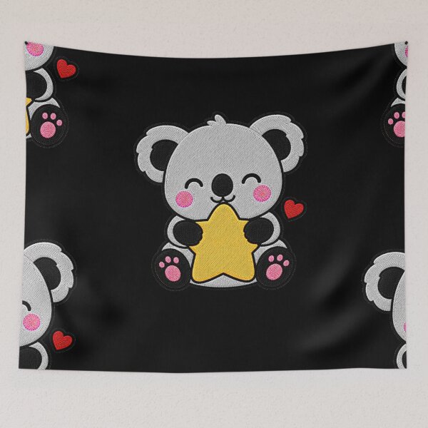 Item preview, Cute Koala Hugging Yellow Star Kawaii Embroidery Patch designed and sold by ColorSplash123.