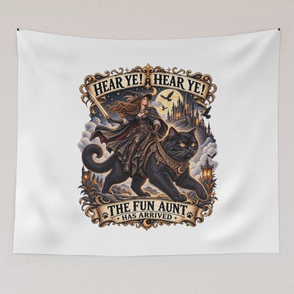 Item preview, Funny Fun Aunt Gift – Medieval Black Cat Fantasy designed and sold by Ayden World.