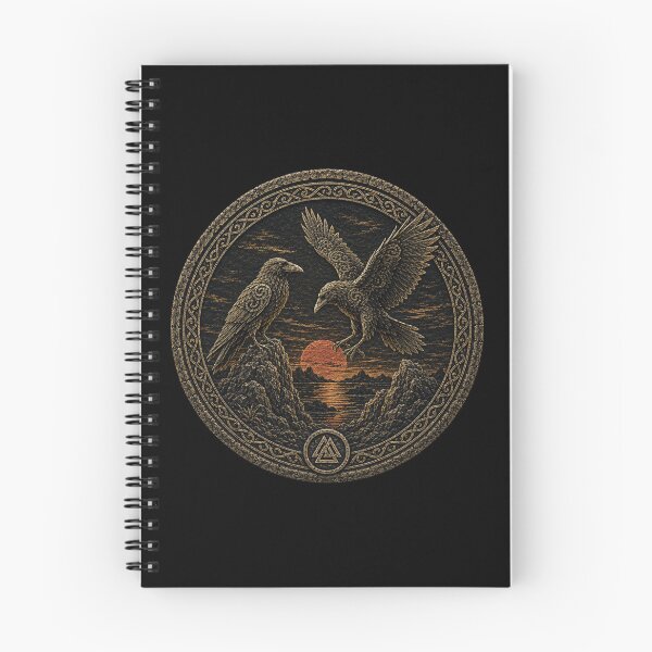 Item preview, Huginn and Muninn at the Red Sun – Norse Raven Medallion designed and sold by OblivionRise.