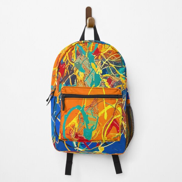 Item preview, Electric Abstract Expressionism – Orange & Blue Action Painting designed and sold by Reinvented Decors.