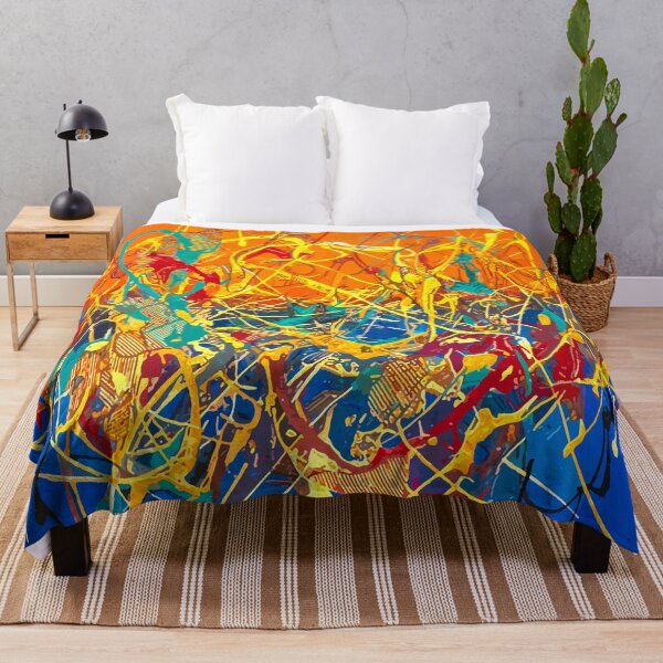 Item preview, Electric Abstract Expressionism – Orange & Blue Action Painting designed and sold by Reinvented Decors.