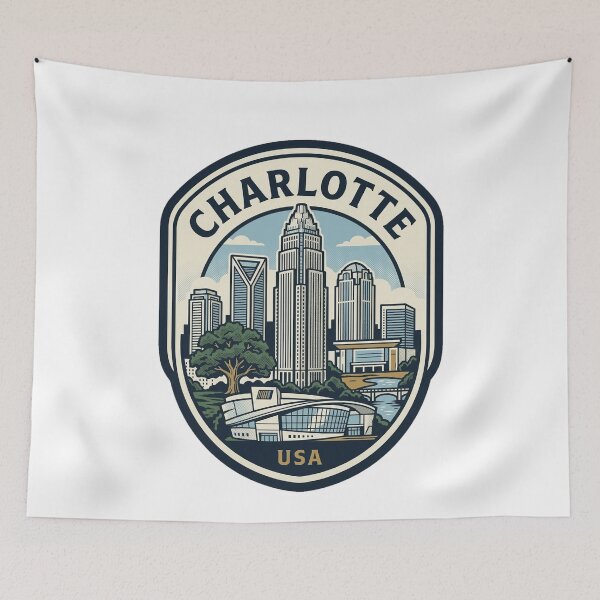 Item preview, Charlotte North Carolina Skyline Retro Badge designed and sold by k3rstman1.