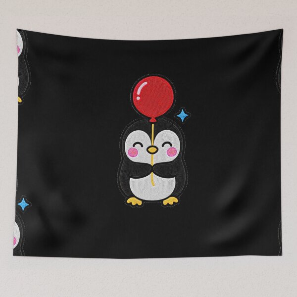 Item preview, Cute Penguin Holding Red Balloon Kawaii Embroidery Patch designed and sold by ColorSplash123.