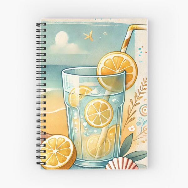 Item preview, Retro Summer Lemonade Art, Coastal Beach Illustration, Seashell and Citrus Wall Decor designed and sold by NarjaShop.