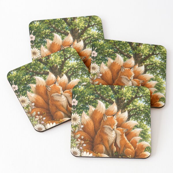 Item preview, Kitsune Family – Nine-Tailed Fox & Little Fox designed and sold by Suzaku Studio.