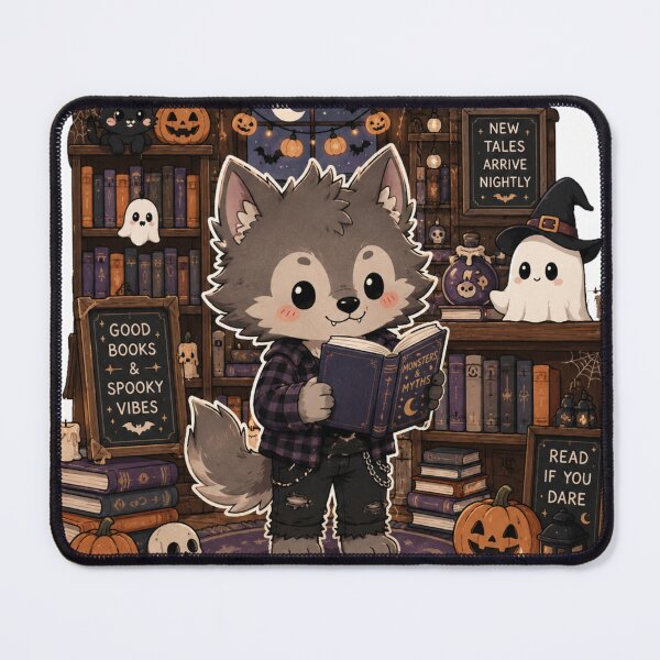 Item preview, Bookish Halloween Werewolf Spooky Bookstore Good Books Spooky Vibes designed and sold by Yellowriversss.
