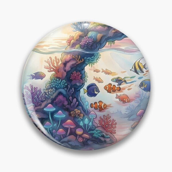 Item preview, Panoramic Split-Level Ocean & Coral Reef Wall Art Print | Sunset Above Water & Marine Life Below Canvas | Sea Turtle, Rays & Tropical Fish Poster | Watercolor Illustration Decor designed and sold by SergioMiklos.