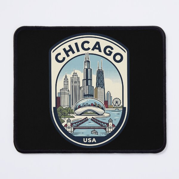 Item preview, Chicago Illinois Skyline Retro Travel Badge designed and sold by k3rstman1.