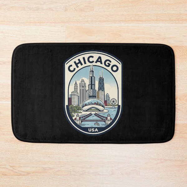 Item preview, Chicago Illinois Skyline Retro Travel Badge designed and sold by k3rstman1.