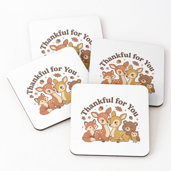 Item preview, Thankful for You Retro Woodland Animals Cute Fall Deer Fox Bear Owl Gratitude designed and sold by raedattia.