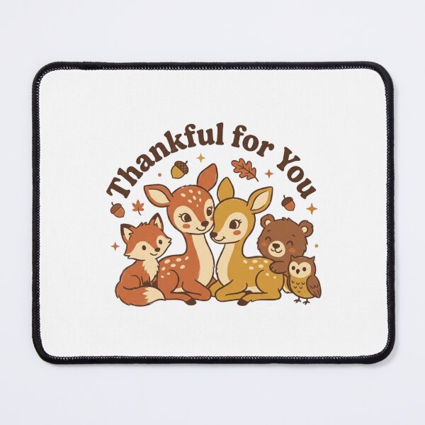 Item preview, Thankful for You Retro Woodland Animals Cute Fall Deer Fox Bear Owl Gratitude designed and sold by raedattia.