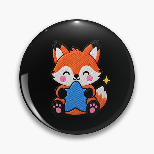 Item preview, Cute Fox Hugging Blue Star Kawaii Embroidery Patch designed and sold by ColorSplash123.