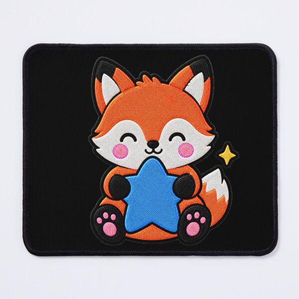 Item preview, Cute Fox Hugging Blue Star Kawaii Embroidery Patch designed and sold by ColorSplash123.
