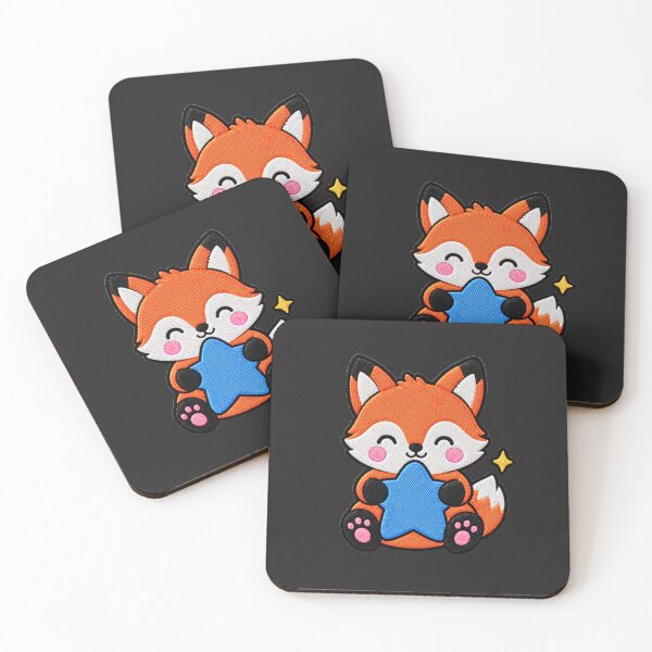 Item preview, Cute Fox Hugging Blue Star Kawaii Embroidery Patch designed and sold by ColorSplash123.