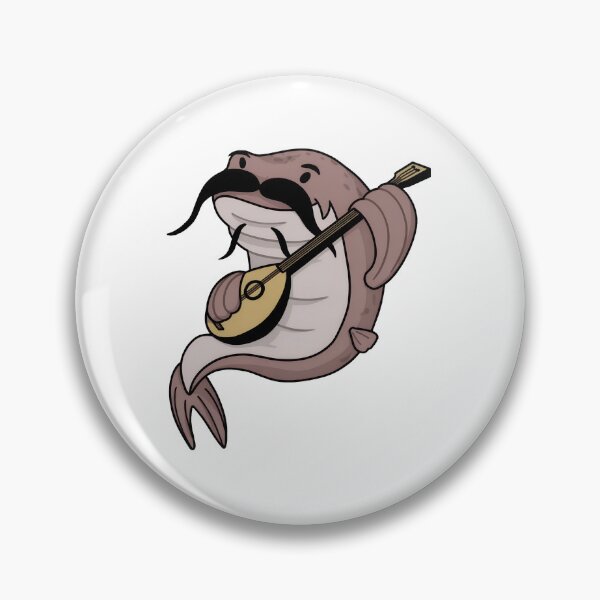 Item preview, Catfish Musician with Mustache Playing Lute designed and sold by GiaoCalonas.