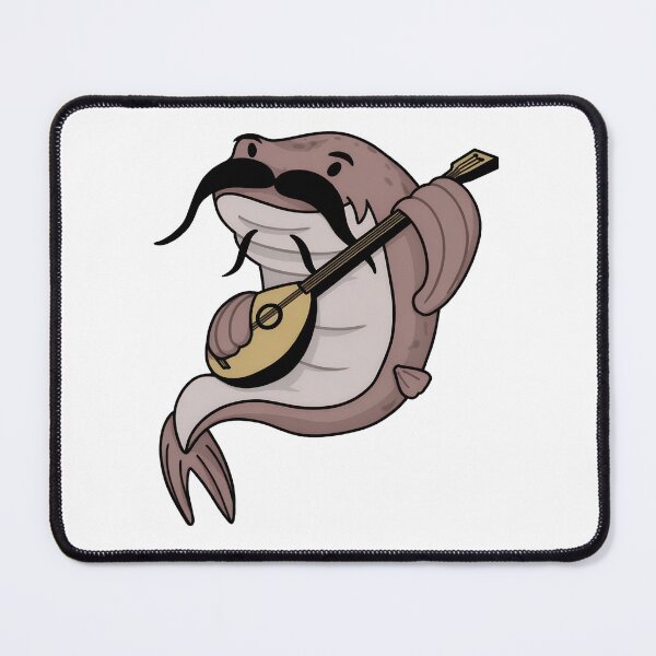 Item preview, Catfish Musician with Mustache Playing Lute designed and sold by GiaoCalonas.